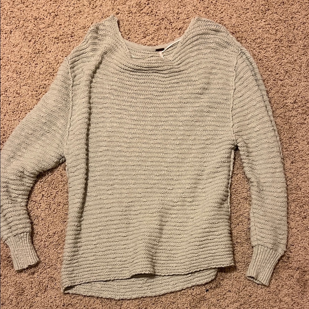 Free People Textured Knit Sweater in Light Gray